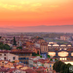 a view of florence, italy during sunset