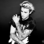 Justin Bieber black and white portrait