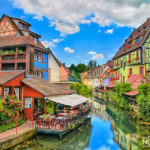 the colorful homes on the river of colmar in the neightborhood of little venice