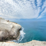 the white Cliffs of Rosh Hanikra in israel with view of the mediterranean sea