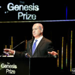Prime Minister Benjamin Netanyahu makes a speech at the Genesis Prize ceremony in Jerusalem